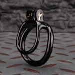 Open Black Lightweight Chastity Cage Training Device Curved Ring - Image 4