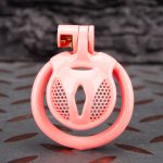 Pink Micro Cock Cage Honeycomb Vagina Small Chastity Cage Curved Ring
