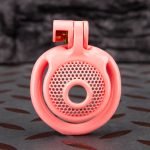 Pink Micro Cock Cage Honeycomb Small Chastity Cage Flat Ring