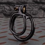 Open Black Lightweight Chastity Cage Training Device Flat Ring - Image 4