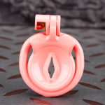 Pink Inverted Micro Cock Cage Pussy Small Chastity Cage Flat Ring