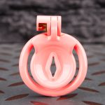 Pink Inverted Micro Cock Cage Pussy Small Chastity Cage Curved Ring