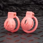 Pink Labia Pussy Sissy Chastity Cage Flat Ring