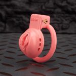 Pink Labia Pussy Sissy Chastity Cage Flat Ring - Image 10