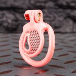Pink Micro Cock Cage Honeycomb Pussy Small Chastity Cage Curved Ring - Image 2