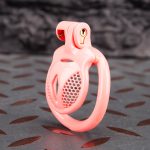 Pink Micro Cock Cage Honeycomb Vagina Small Chastity Cage Curved Ring - Image 2