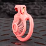 Pink Micro Cock Cage Honeycomb Small Chastity Cage Flat Ring - Image 2
