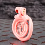 Pink Inverted Micro Cock Cage Honeycomb Pussy Small Chastity Cage Curved Ring - Image 2