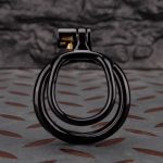 Open Black Lightweight Chastity Cage Training Device Curved Ring - Image 6
