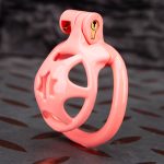 Pink Micro Cock Cage Hexagonal Star Shield Small Chastity Cage Curved Ring - Image 3