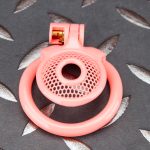 Pink Micro Cock Cage Honeycomb Small Chastity Cage Curved Ring - Image 4
