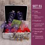 Chastity Cage Set See-Through Ice Purple Ghost Cock Cage Flat Ring Chastity Sizes Bundles - Image 9
