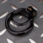 Open Black Lightweight Chastity Cage Training Device Curved Ring - Image 8