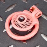 Pink Micro Cock Cage Honeycomb Small Chastity Cage Curved Ring - Image 5