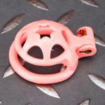 Pink Micro Cock Cage Hexagonal Star Shield Small Chastity Cage Flat Ring - Image 5