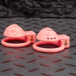 Pink Labia Pussy Sissy Chastity Cage Flat Ring - Image 6