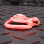 Pink Micro Cock Cage Honeycomb Pussy Small Chastity Cage Curved Ring - Image 6