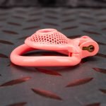 Pink Micro Cock Cage Honeycomb Small Chastity Cage Curved Ring - Image 6