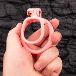 Open Pink Lightweight Chastity Cage Training Device Flat Ring - Image 3
