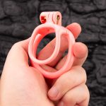 Open Pink Lightweight Chastity Cage Training Device Curved Ring - Image 3