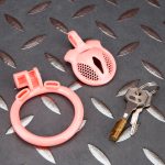 Pink Micro Cock Cage Honeycomb Vagina Small Chastity Cage Curved Ring - Image 7