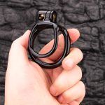 Open Black Lightweight Chastity Cage Training Device Curved Ring - Image 3