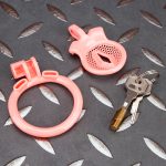 Pink Inverted Micro Cock Cage Honeycomb Pussy Small Chastity Cage Curved Ring - Image 7