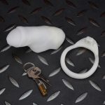 White Simulation Penis Chastity Cage Realistic Cock Cage - Image 8