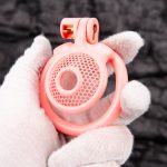 Pink Micro Cock Cage Honeycomb Small Chastity Cage Curved Ring - Image 8