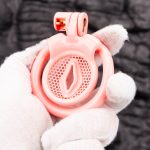 Pink Inverted Micro Cock Cage Honeycomb Pussy Small Chastity Cage Curved Ring - Image 8