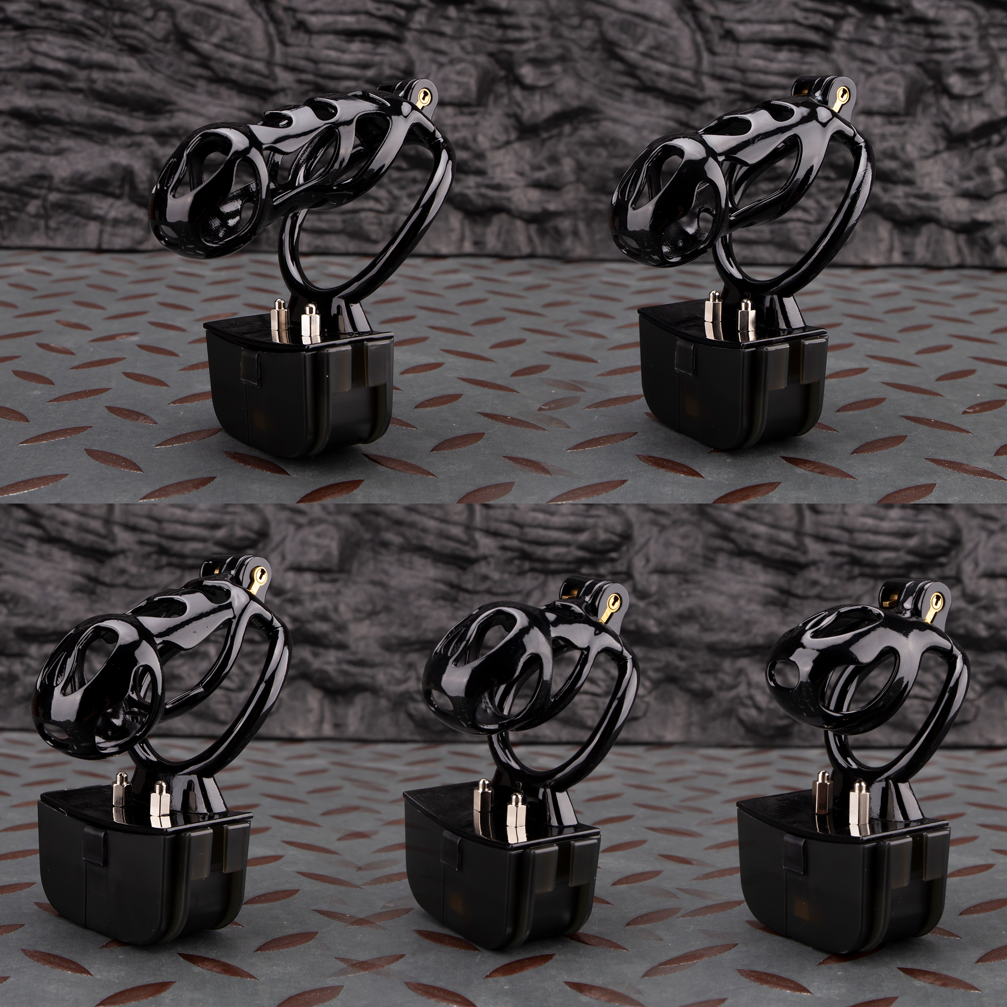 9 Electric Shock Ghost Black Sissy Chastity Cage Remote Punishment Cock Cage - Image 1