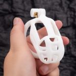 Spikes White Mamba Chastity Cage Lightweight Cock Cage Curved Ring - Image 3
