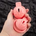 Pink Labia Pussy Sissy Chastity Cage Flat Ring - Image 2