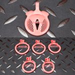 Pink Micro Cock Cage Honeycomb Vagina Small Chastity Cage Curved Ring - Image 9