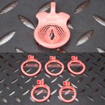 Pink Inverted Micro Cock Cage Honeycomb Pussy Small Chastity Cage Curved Ring - Image 9