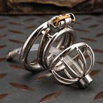 Small Stainless Steel Chastity Cage Metal Cock Cage Spikes Round Ring With Urethral Catheter-02