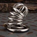Small Stainless Steel Chastity Cage Metal Cock Cage Spikes Round Ring-04 - Image 4