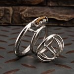 Small Stainless Steel Chastity Cage Metal Cock Cage Spikes Round Ring-02 - Image 6