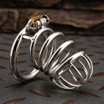 Small Stainless Steel Chastity Cage Metal Cock Cage Spikes Round Ring-04 - Image 6
