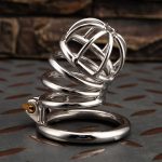 Small Stainless Steel Chastity Cage Metal Cock Cage Spikes Round Ring-04 - Image 5