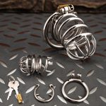 Small Stainless Steel Chastity Cage Metal Cock Cage Spikes Round Ring-04 - Image 8