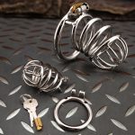 Small Stainless Steel Chastity Cage Metal Cock Cage Spikes Round Ring-04 - Image 9