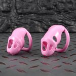 3D Printed Resin Chastity Cage, 2 Sizes Available, Cute Pink Lightweight Breathable Male Chastity Device with 4 Size Rings & Lock Keys for Men