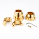 24K Gold Plated Stainless Steel Ball Stretcher - Heavy-Duty Weighted Scrotum Stretcher, Secure Non-Pinch Design, S/M/L Sizes for CBT & Progressive Stretching Training - Image 8